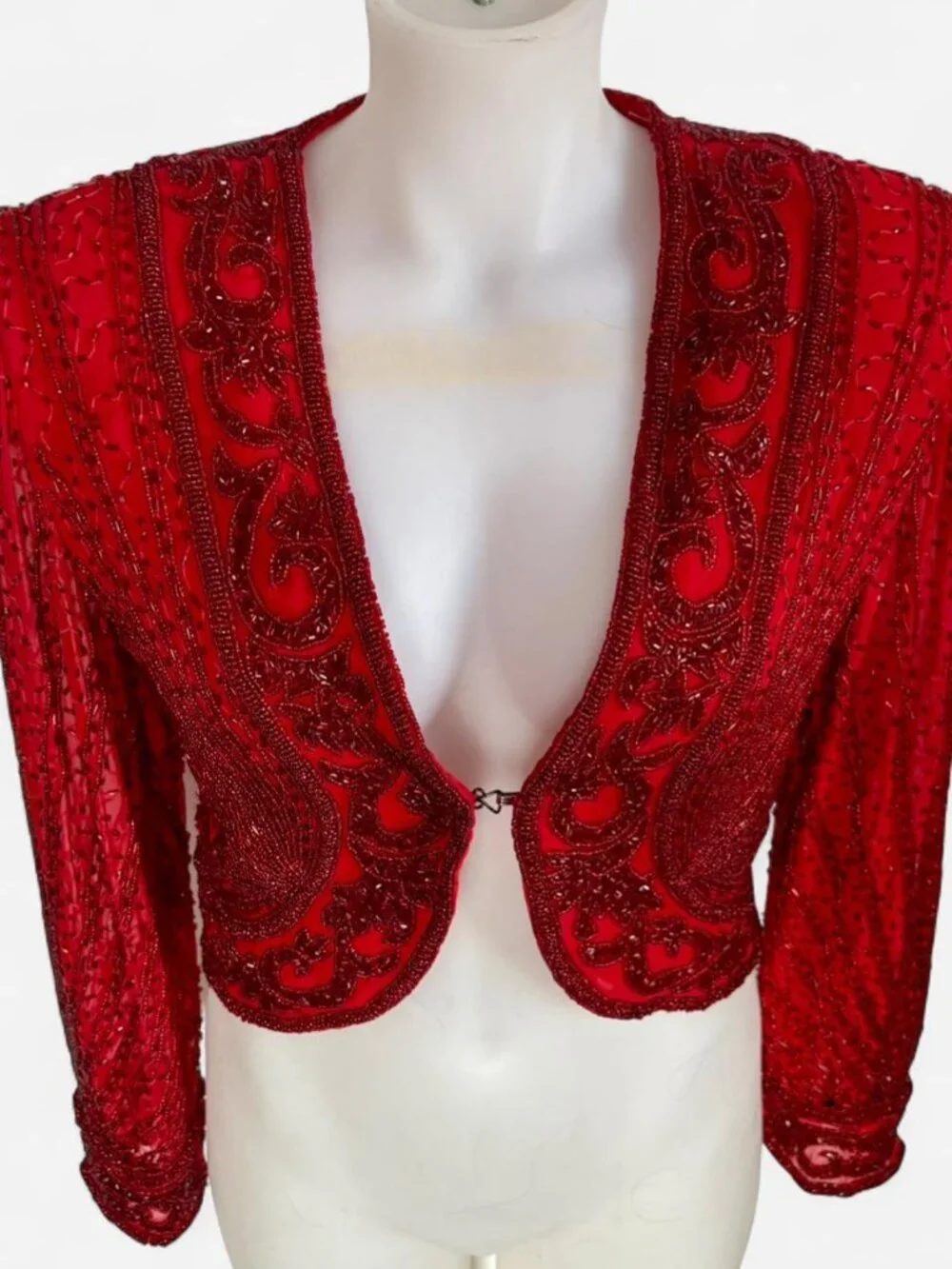 Gagni Designs vintage red full beaded jacket. - Picture 2 of 8